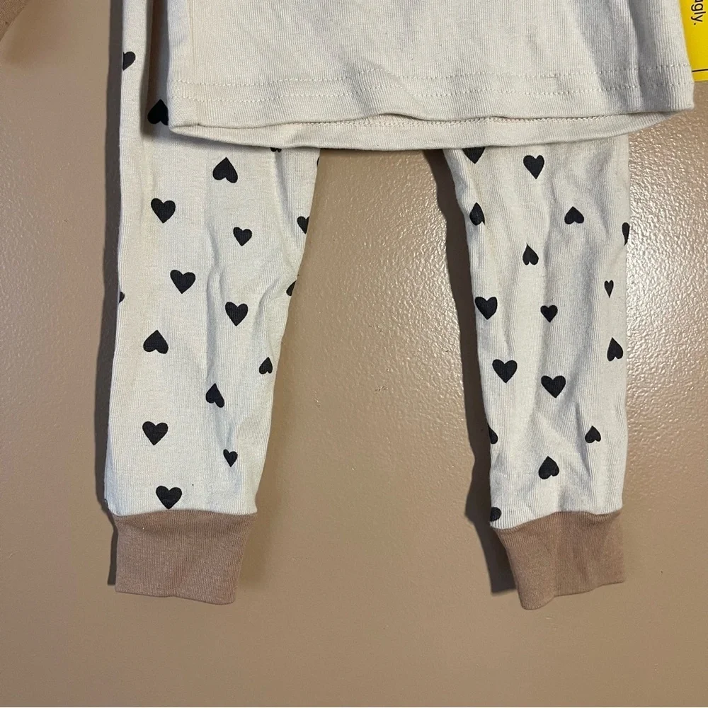 Heart Print Kids Pajamas Set Organic cotton 2T